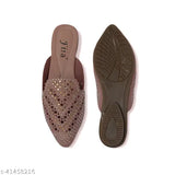 Pink synthetic ballerinas with Swarovski beads and solid stylish pattern, lightweight sole for comfort. Durable upper material from India