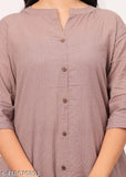 Brown cotton Kurta with Palazzos, traditional Katha style, perfect for office wear or festive occasions