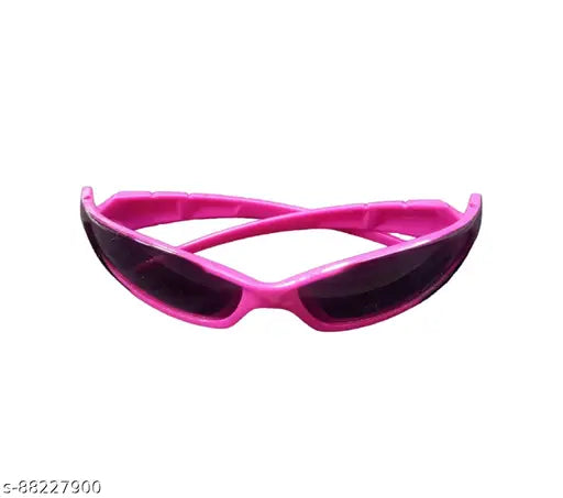 Red and black eye protection with pink lenses