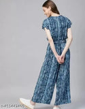 Short-sleeved rayon printed jumpsuit for women, self-designed, Indian origin