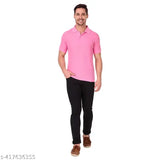 Baby Pink Cotton Blend Men's Polo Half Sleeve T-shirt, comfortable and stylish for casual or formal wear