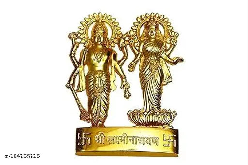 Metal God Idol: Lakshmi Vishnu, 11cm tall Indian Lord Lakshmi Narayan Bhagwan Vishnu statue