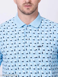 Cotton blend men's polo neck t-shirt, printed design on short sleeves, size M, India origin