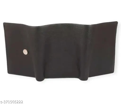 Black formal artificial leather wallet, Men Trendy brand, 5 card slots, 2 compartments for cash, sleek design, PU leather texture