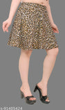 Printed mini skirt with animal print, knee length