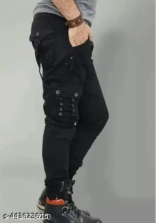 Skinny fit black cargo pants
