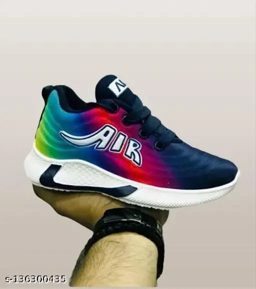 Colorful sport shoes with logo, for active kids, suitable for outdoor running and walking, multicolored, breathable material