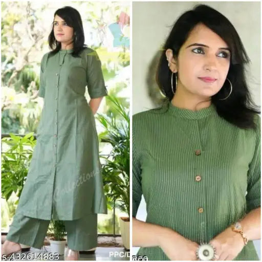 Striped kantha cotton embroidered coord set for women - premium Indian co-ord set with palazzo bottoms and short sleeves