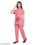 Cotton printed night suit for women and girls, Disney and cartoon prints, short-sleeved pyjama set on hanger