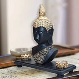 Dark Black & Golden Polyresin Buddha Idol, 31x11x30 cm - Elevate home decor with this intricately crafted Mariner's Creation statue, perfect for gifting on special occasions. Hand-painted and individually selected for quality. Packaged securely for delivery from India