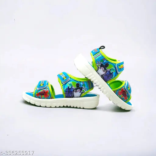 Colorful kids' sandals with cartoon character design, adjustable straps
