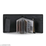 Textured PU Leather Slim Wallet, Benzene Men's Bi-Fold with Detachable Card Slot Case & Extra Chain Pocket. Faux leather accessory, 3 compartments, free size (15cm x 10cm). Modern and sophisticated wallet for men or gift
