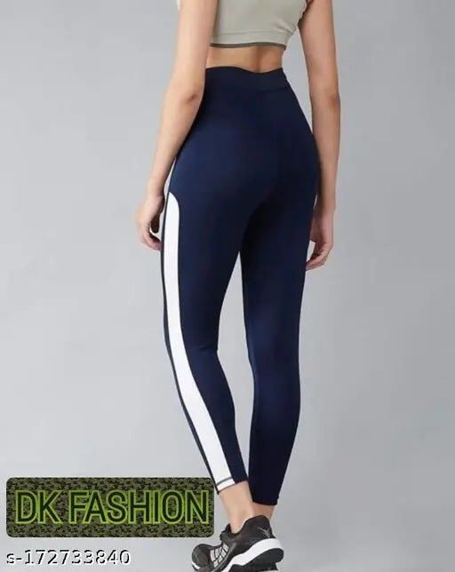 Blue solid linen tights for activewear | High waist, tummy control | Being Runner gym leggings | Size: 28-42 | Made in India