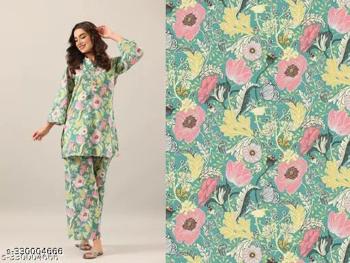 Trendy printed cotton blend straight pocket kurta & palazzo set for women, perfect for casual or formal occasions