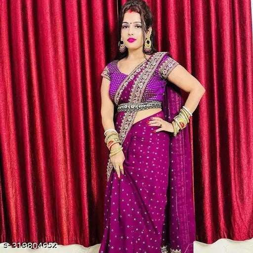 Purple, silk, saree with traditional embroidery