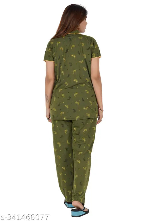 Girls/Women's printed cotton nightsuit set, soft & premium sinker cotton, comfortable bedroom pyjamas