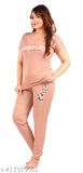 Stylish satin nightsuit for girls, solid-colored sleepwear by Manan's, available in multiple sizes M-XXXL