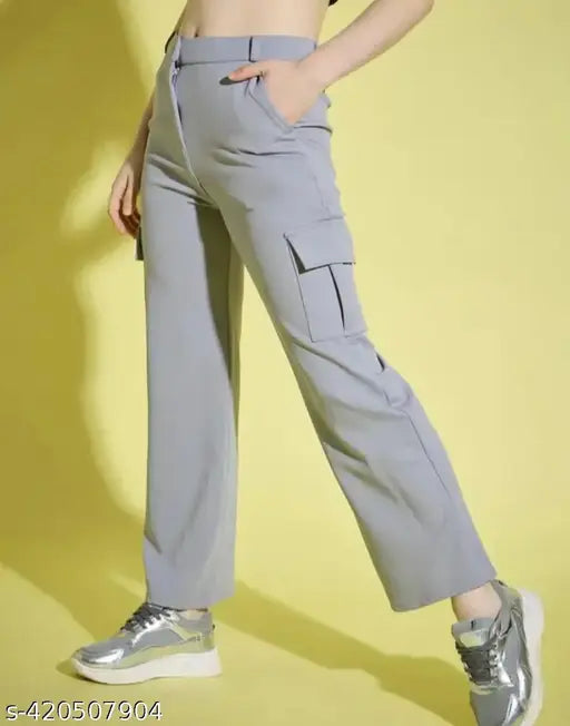 4 pocket Casual Fancy Cargo Trousers Pant Grey For Girls