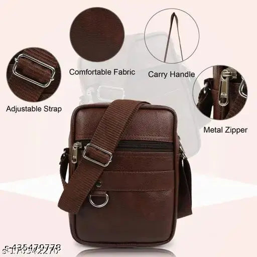 Brown leather handbag, adjustable strap