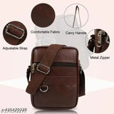 Brown leather handbag, adjustable strap