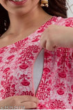 Rayon, long A-line dress with Anarkali style, zipper feeding feature