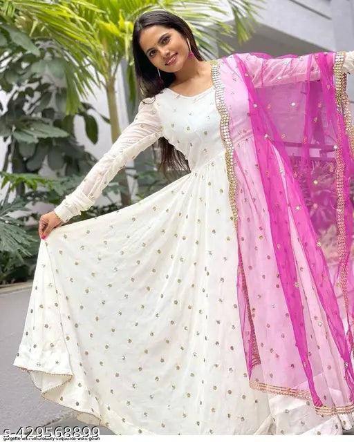 Georgette embroidered dupatta, intricate scvance work, vibrant Indian fashion accessory - S, M, L, XL, XXL, XXXL sizes available