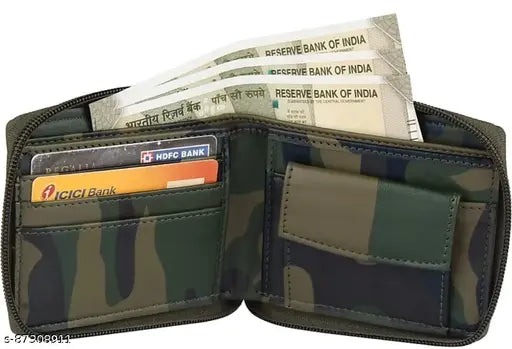 Classic world trending Faux Leather men's wallet, solid design, 5 card slots, zip lock, ideal gift for men