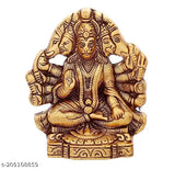 Metal oxide Hanuman panchmukhi idol, 12cm x 11.5cm x 2.5cm, Indian decorative showpiece for wall hanging and gifting