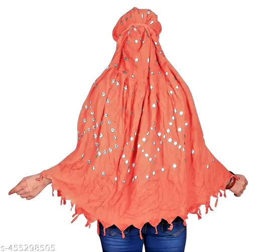 Pure cotton summer protection scarf with Bandhani print, offers full face cover and skin protection, suitable for women and girls