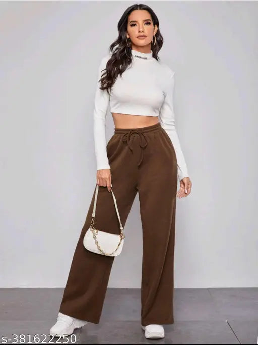 Dark brown cotton trousers for women