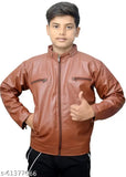 Brown leather motorcycle jacket with zip closure