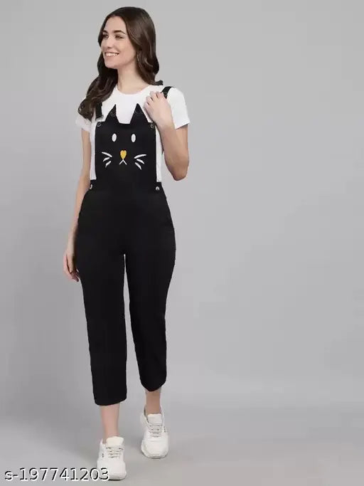 Denim printed jumpsuit with short sleeves, size S (Bust 32in, Length 51in, Waist 26in), made in India