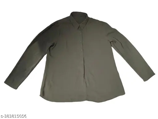 Soft, comfortable crepe Elendra women's puff sleeve V-neck shirt top, long sleeves, Made in India