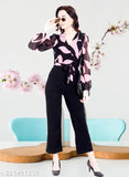 Stylish Georgette jumpsuits, printed net pattern, long sleeves for women, XS-XXL sizes available