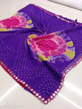 Soft georgette printed saree for daily wear, party wear, bandhani and sibori patterns