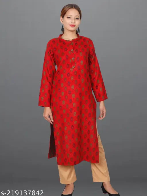 Woolen kurta, red and maroon, long length, full sleeves, size 3xl to 8xl