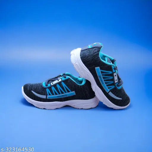 Black and blue sport shoes with blue laces and white soles, designed for comfort and support on active days