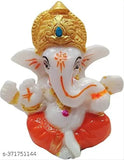Multicolor SMRK Polyresin Meditating Lord Ganesha Idol, ornate decor for home, car, or office, 5cm x 7cm x 5cm