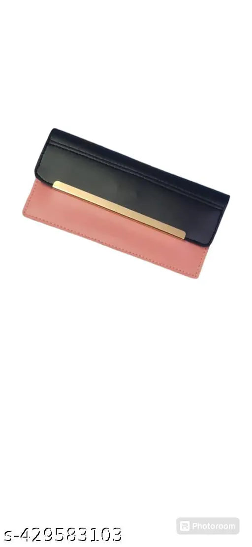 Black, high-quality, stylish women's clutch with gold closure