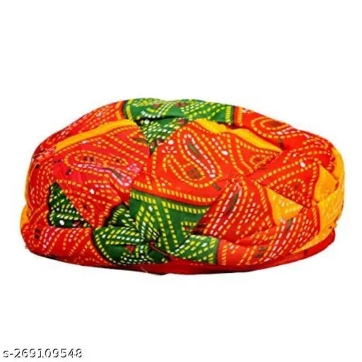 Royal Saffa Wedding Pagdi Hat, Handcrafted Traditional Rajasthani Design for Marriage, Mahendi, Holi Functions Set of 3