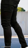 Zip detail on black men's pants with visible zipper