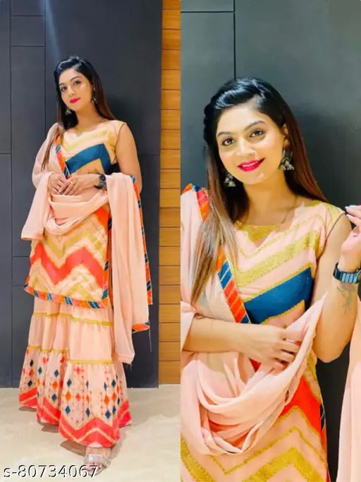 Celebratory women's dupatta set, bright colors, festive look