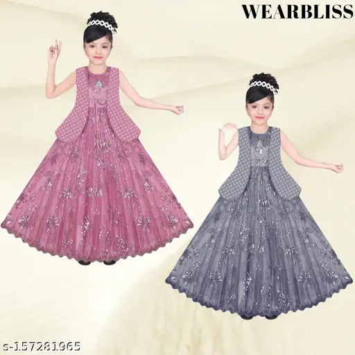 Embellished net ethnic long gown pack of 2 (Indian party wear dresses)