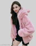 Winter pink cat hoodie for women and girls, unique wool design with long sleeves, stylish and cozy apparel for the cold season