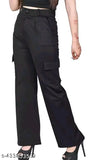 Brown and black cotton blend cargo pants set, new trending style for women's fashion, two pieces in sizes XS-26, S-28, M-30, L-32 from Aasha Textiles, made in India