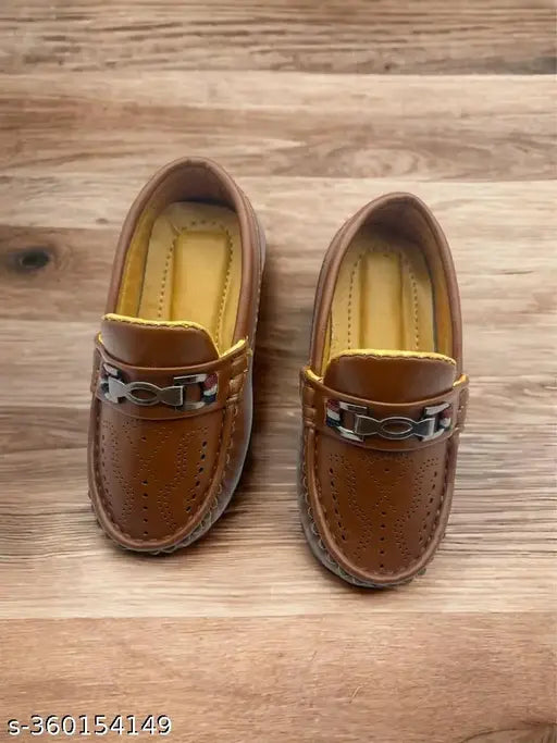 Kids brown leather loafer shoes