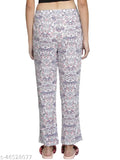 White rayon floral print pyjamas
