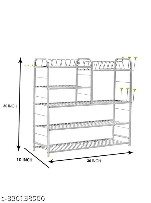 Stainless steel kitchen dish rack with adjustable height, ideal for organizing and drying dishes