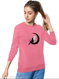 Pink cotton t-shirt for women, regular fit, graphic design print