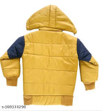 Boys winter coat, yellow jacket with hood